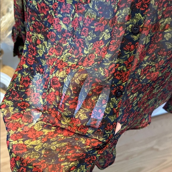 Free People Easy Rider Sheer Floral Button Down - Picture 6 of 8